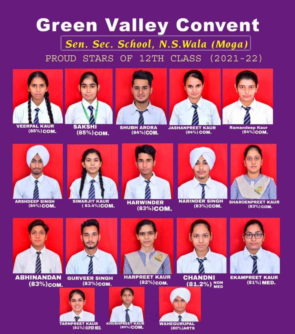 topper of Green Valley Convent School